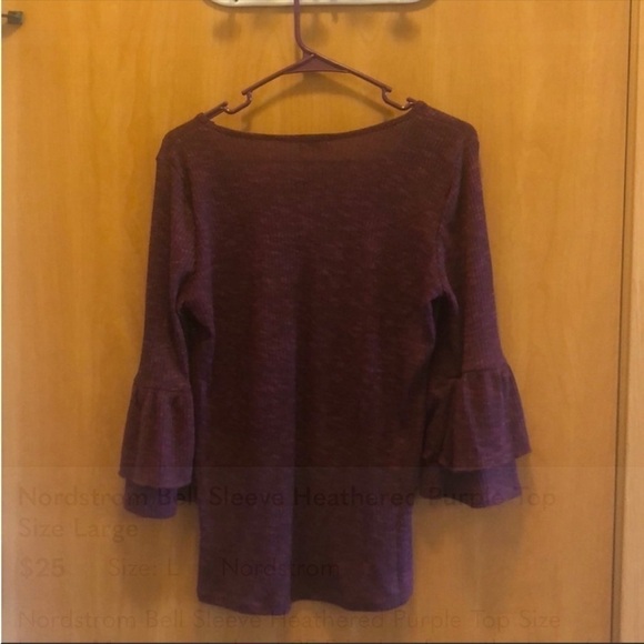 Nordstrom Size Large Bell Sleeve Heathered Purple Top - Picture 10 of 10